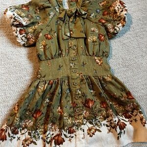 GB Girls Olive Floral Dress